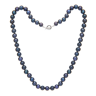 7-8 mm Black Akoya Cultured Pearl Necklace Bracelet Earrings Set AA 